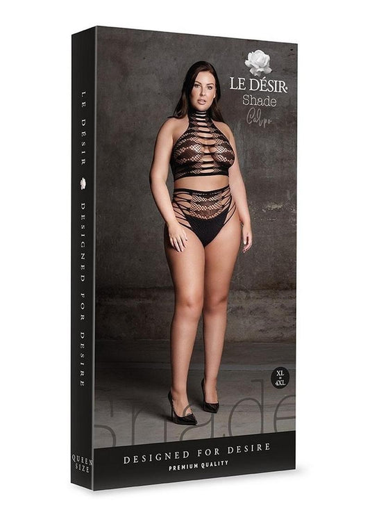 Le Desir Shade Carpo Xlvi Two Piece with Turtleneck, Crop Top and Pantie - Black - Queen