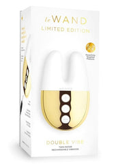 Le Wand Double Vibe Rechargeable Silicone Rabbit Vibrator - Gold/White