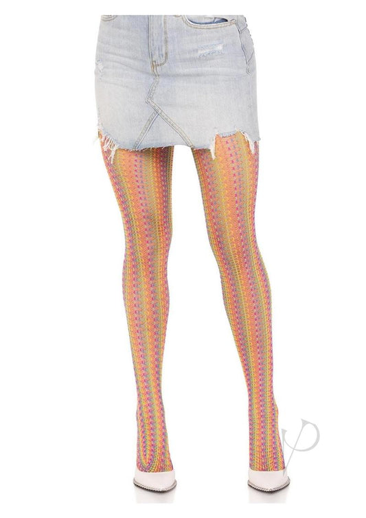 Leg Aventue Rainbow Crochet Net Tights - Multicolor - One Size