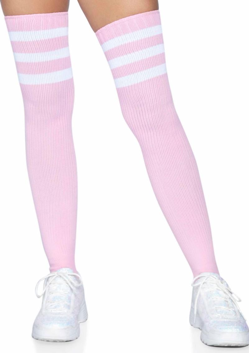 Cute female thigh high stockings- Light Pink/Pink - One Size