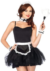 Leg Avenue French Maid Kit, Apron, Neck Piece, Wrist Cuffs, and Headband - Black/White - One Size - 4 Piece