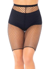 Leg Avenue Industrial Net Biker Shorts - Black - One Size