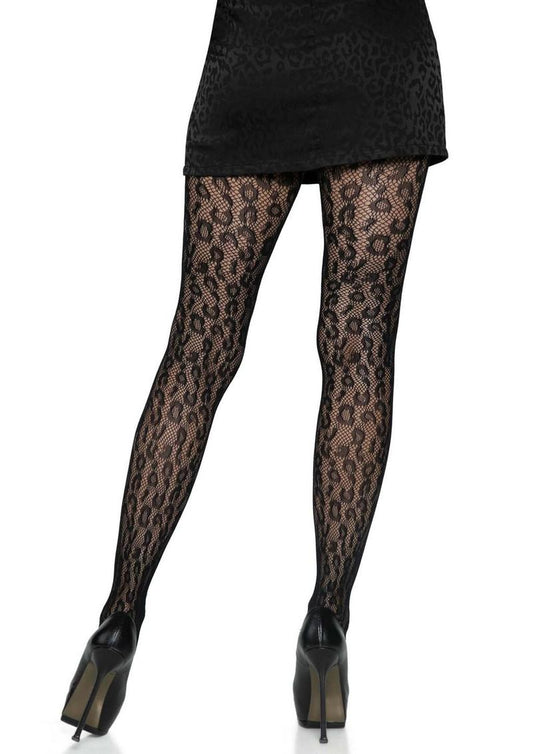 Leg Avenue Leopard Net Tights - Animal Print/Black - One Size