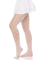 Leg Avenue Love Struck Heart Net Tights - White - One Size