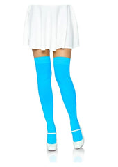 Leg Avenue Nylon Over The Knee - Blue/Neon Blue - One Size