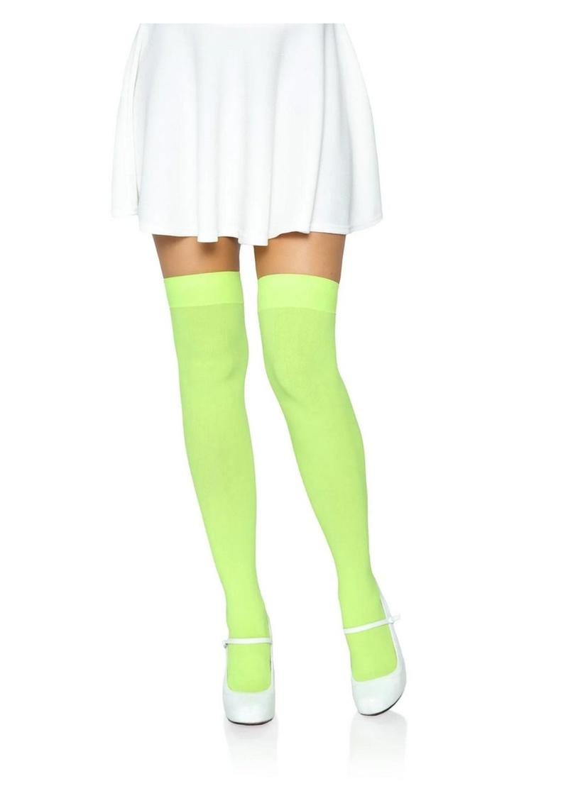 Leg Avenue Nylon Over The Knee - Green/Neon Green - One Size