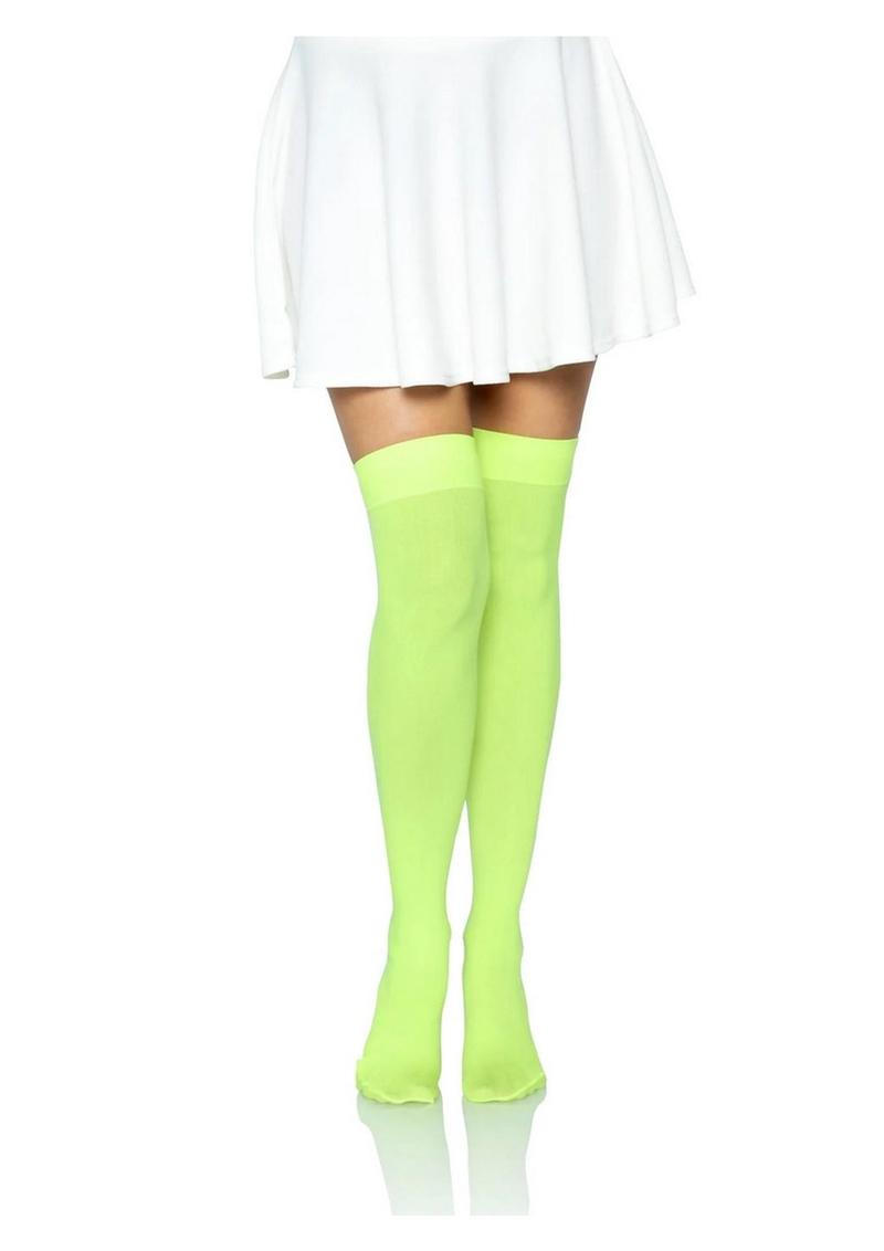 Leg Avenue Nylon Over The Knee - Green/Neon Green - One Size