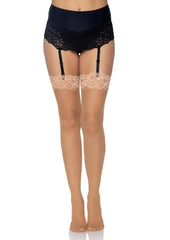 Leg Avenue Nylon Sheer Thi-Hi with Lace Top