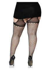 Leg Avenue Oval Net Suspender Hose with Opaque Top