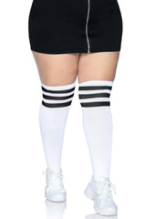 Leg Avenue Over The Knee Athletic Socks - Black/White - Queen/XLarge/XXLarge