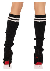 Leg Avenue Ribbed Stirrup Leg Warmers with Athletic Stripe