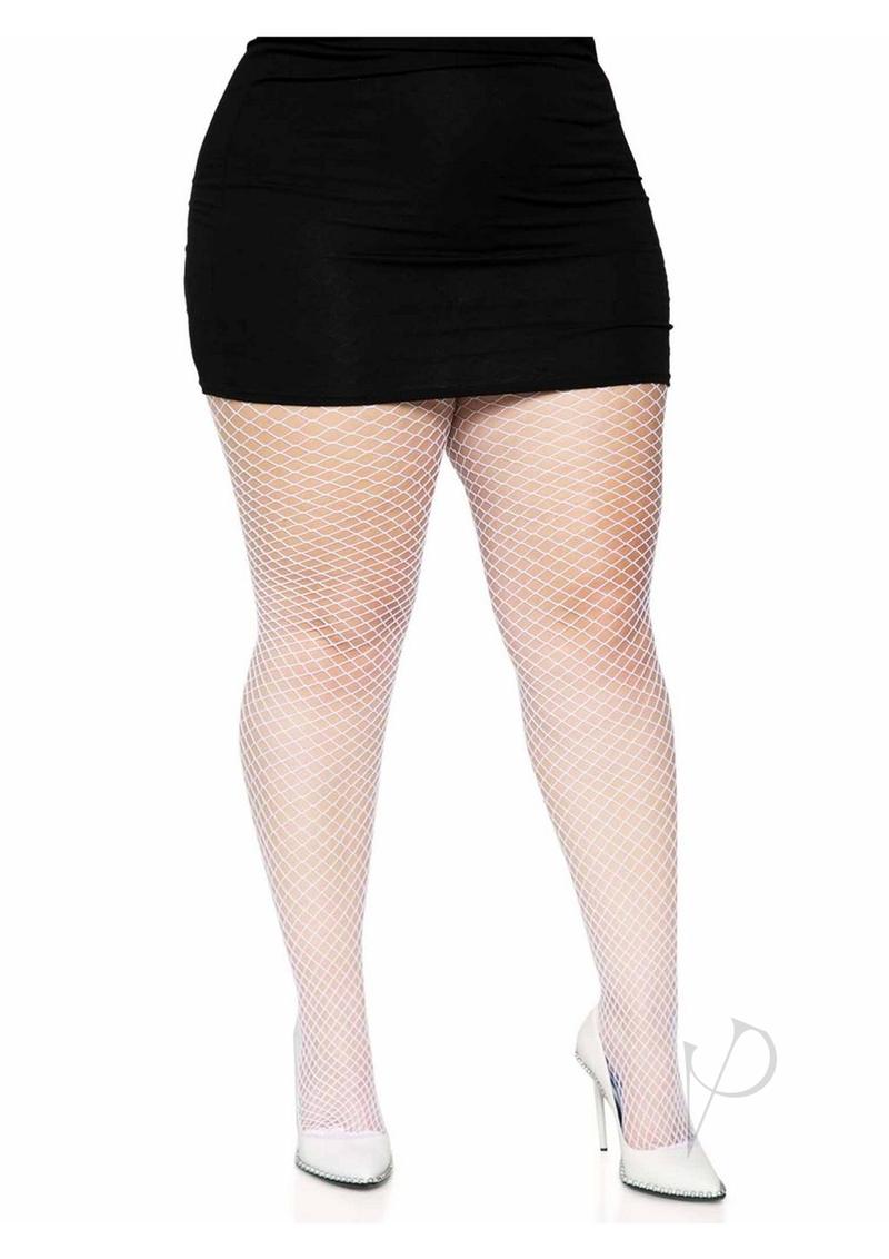 Leg Avenue Spandex Industrial Net Tights - 1x-2x - White