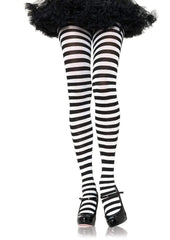 Leg Avenue Striped Tights - Black/White - 3XLarge/4XLarge/Queen