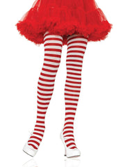 Leg Avenue Striped Tights - Red/White - Plus Size/Queen