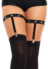 Leg Avenue Studded Elastic Garter Suspender - Black - One Size