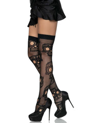 Leg Avenue Sugar Skull Net Thigh Highs