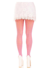 Leg Avenue Sweetheart Striped Net Tights with Keyhole and Mini Bow Detail