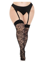 Leg Avenue Wild Rose Net Thigh Highs - 1x-2x