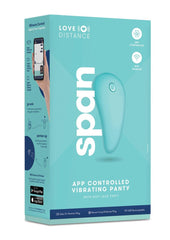 Love Distance Span App Controlled Rechargeable Panty Vibe - Aqua/Blue - One Size