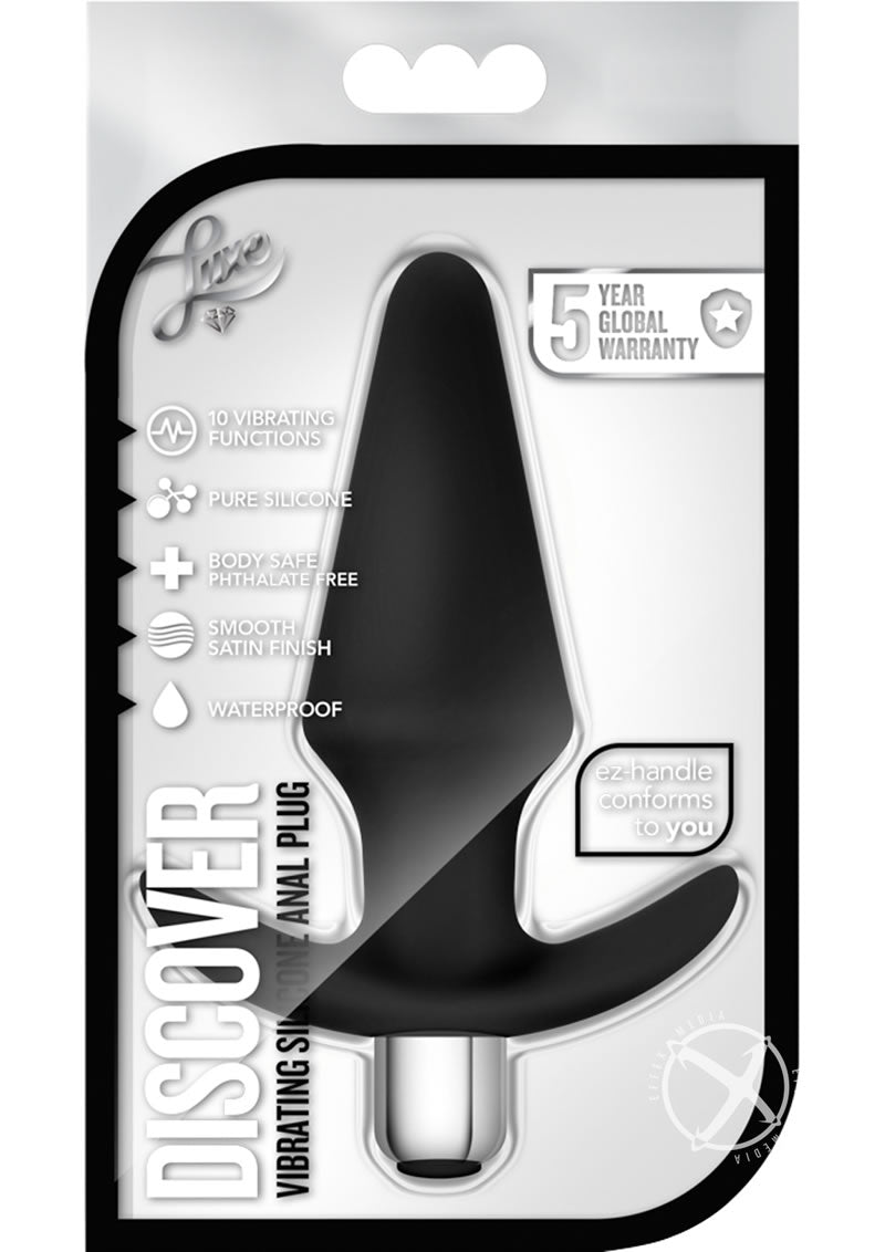 Luxe Discover Silicone Vibrator Butt Plug - Black