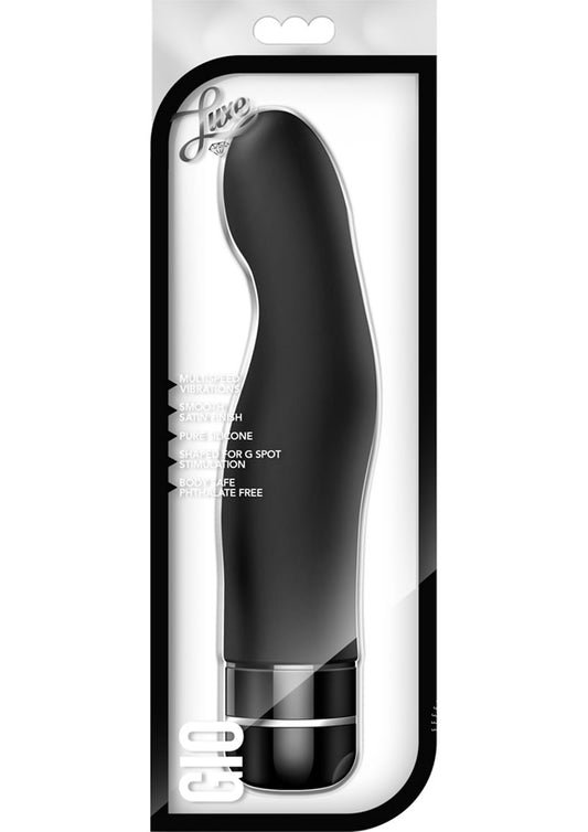 Luxe Gio Vibrating Silicone Dildo - Black - 8in