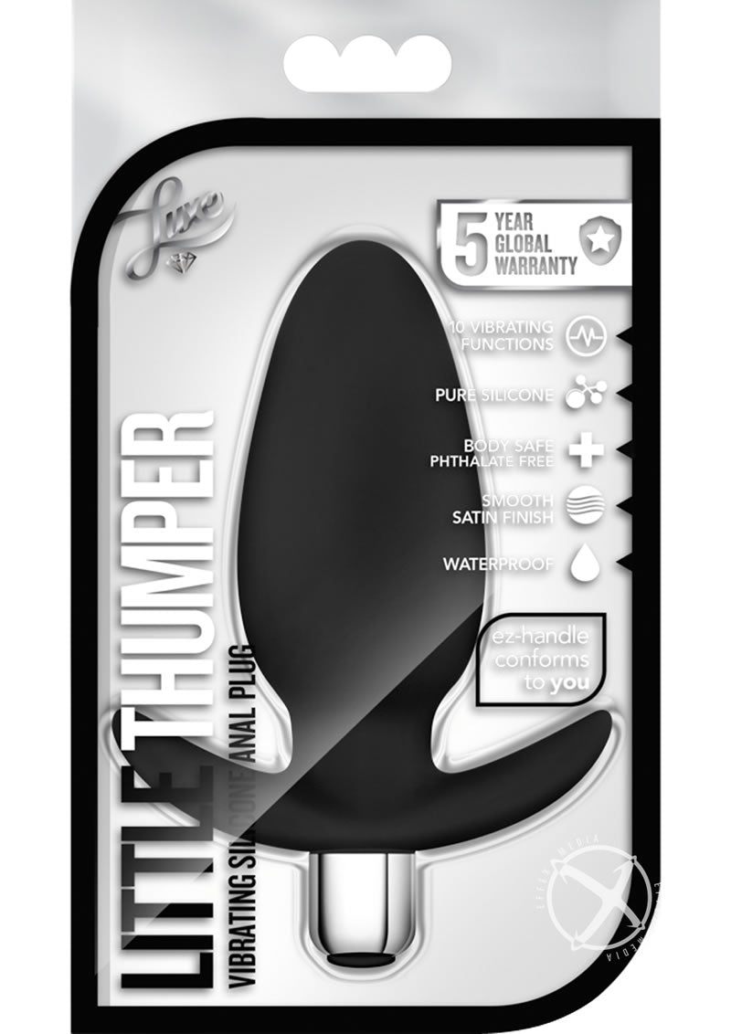 Luxe Little Thumper Silicone Butt Plug - Black