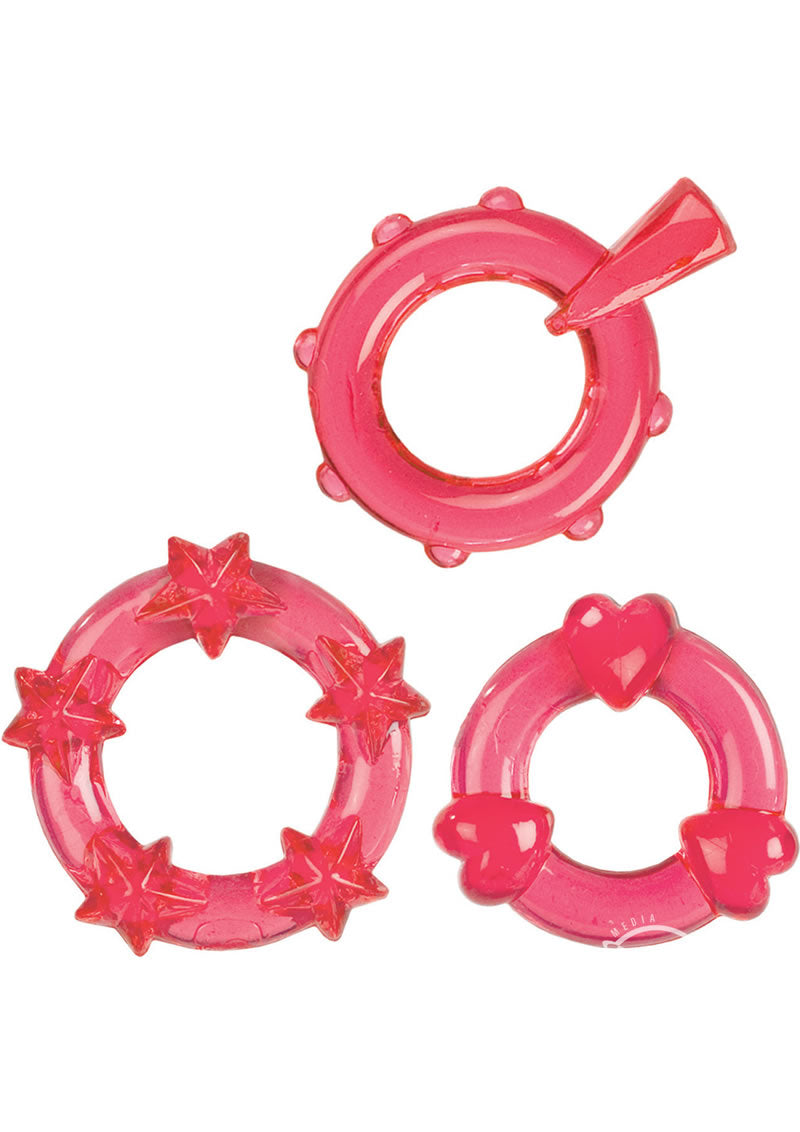 Magic C-Rings Cock Rings - Red - 3 Piece Set