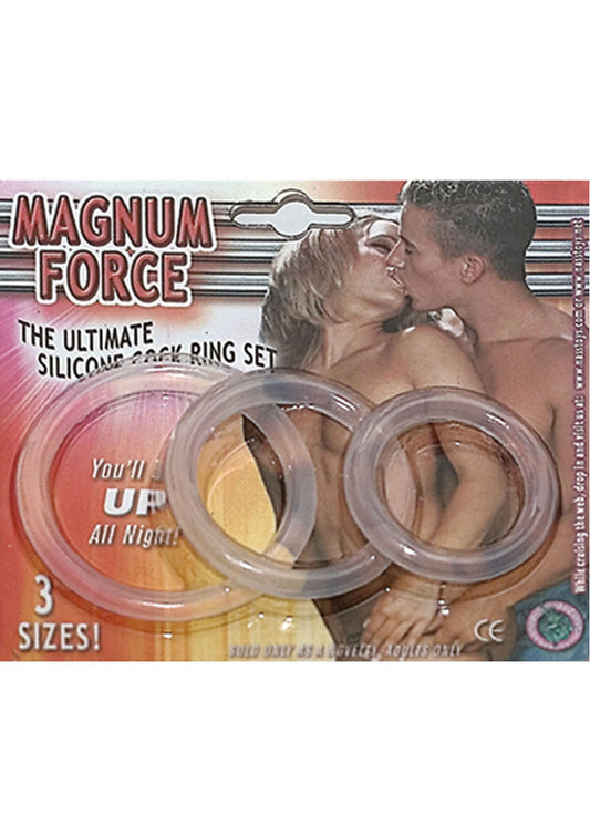 Magnum Force The Ultimate Silicone Cock Ring Set (3 Sizes - Clear