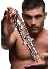 heavy glass thruster with ridges for internal massage