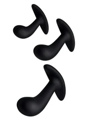 Master Series Dark Delights Curved Silicone Anal Trainer - Black - 3 Piece/Set