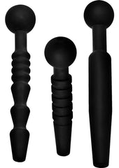 Master Series Dark Rods 3 Piece Silicone Penis Plug - Black - Set