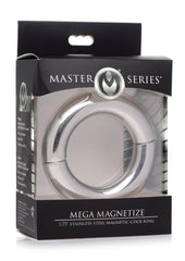 Master Series Mega Magnetize Stainless Steel Cock Ring - Silver - 1.75in