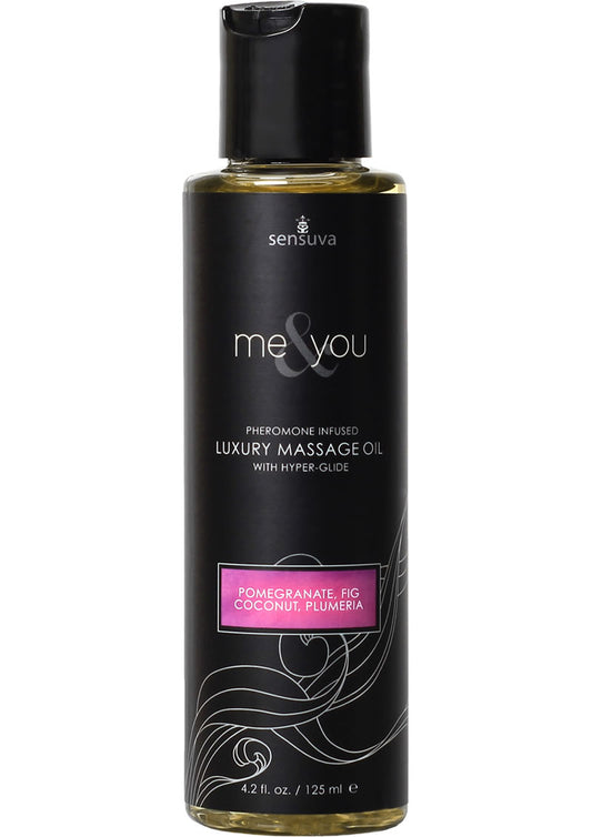 Me and You Pheromone Infused Luxury Massage Oil Pomegranate Fig Coconut Plumeria - 4.2oz