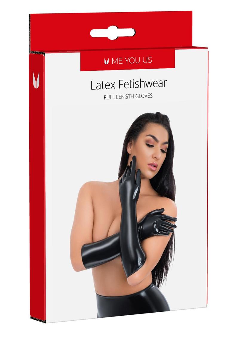 ME YOU US Latex Full Length Gloves - Black - Large