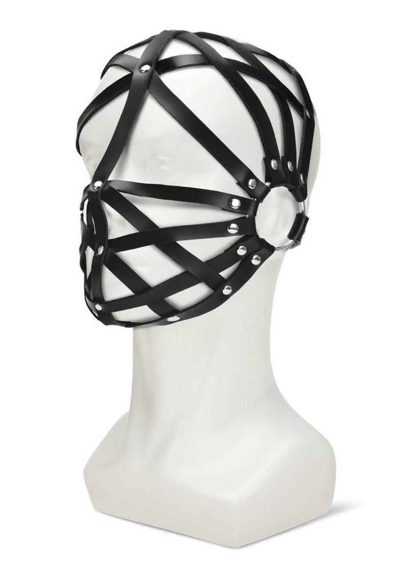 ME YOU US Web Hood Pu Leather Bondage Hood - Black