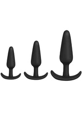 Merci Anal Essentials Silicone Trainer - Black - 3 Piece/Set