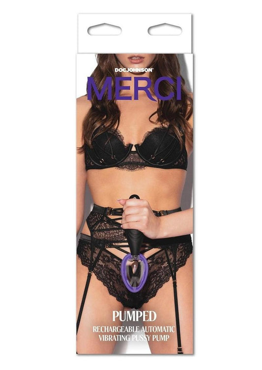 Merci Pumped Rechargeable Silicone Vibrating Pussy Pump - Chocolate