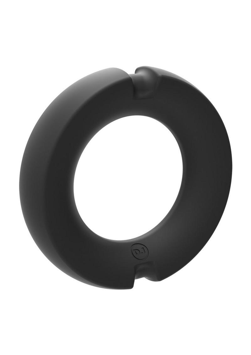 Merci Silicone Covered Metal Cock Ring - Black/Metal - 35mm