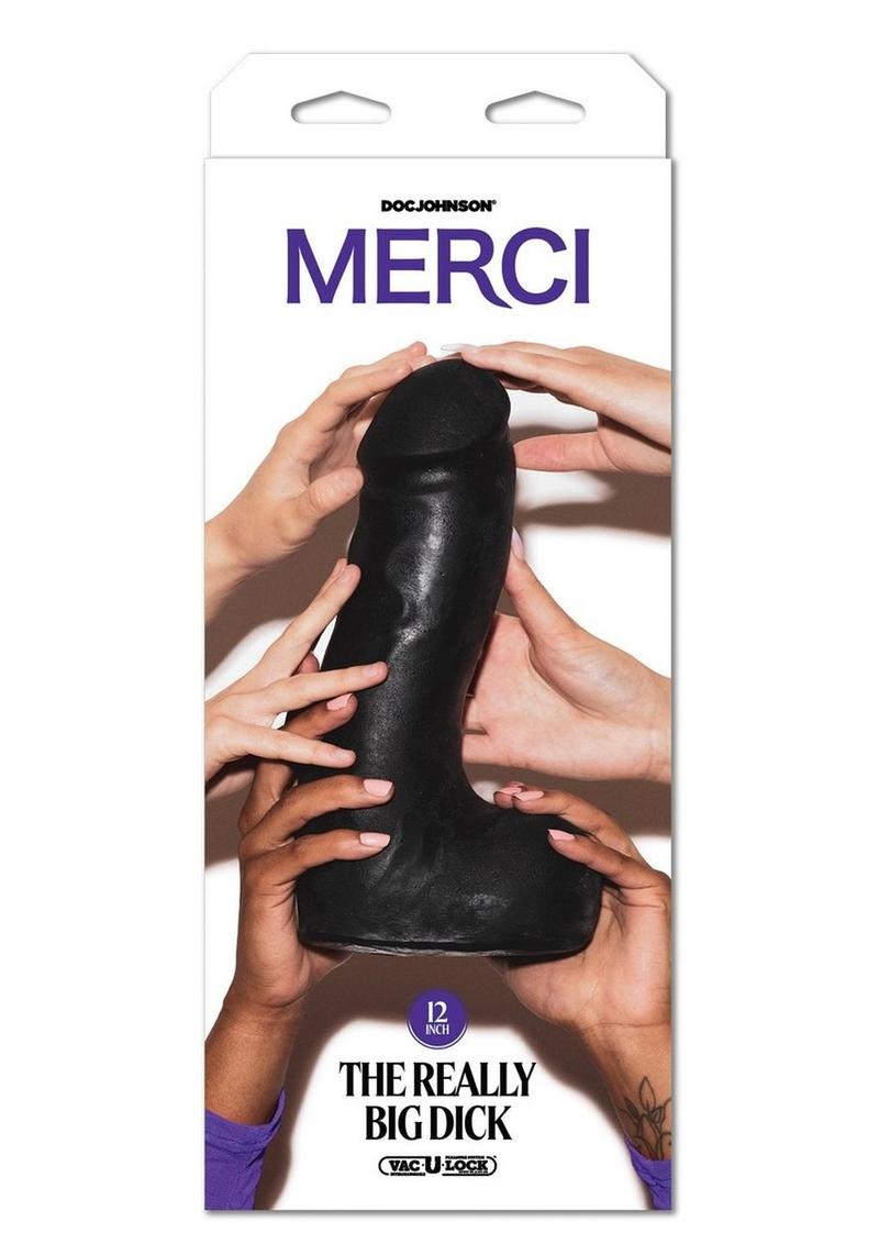 Merci The Really Big Dick with XL Removable Vac-U-Lock Suction Cup - Chocolate - XLarge