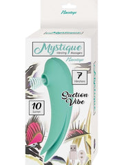 Mystique Suction Vibrating Rechargeable Silicone Massager - Aqua/Green