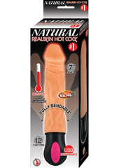 Natural Realskin Hot Cock #1 Rechargeable Warming Vibrator - Vanilla - 7in