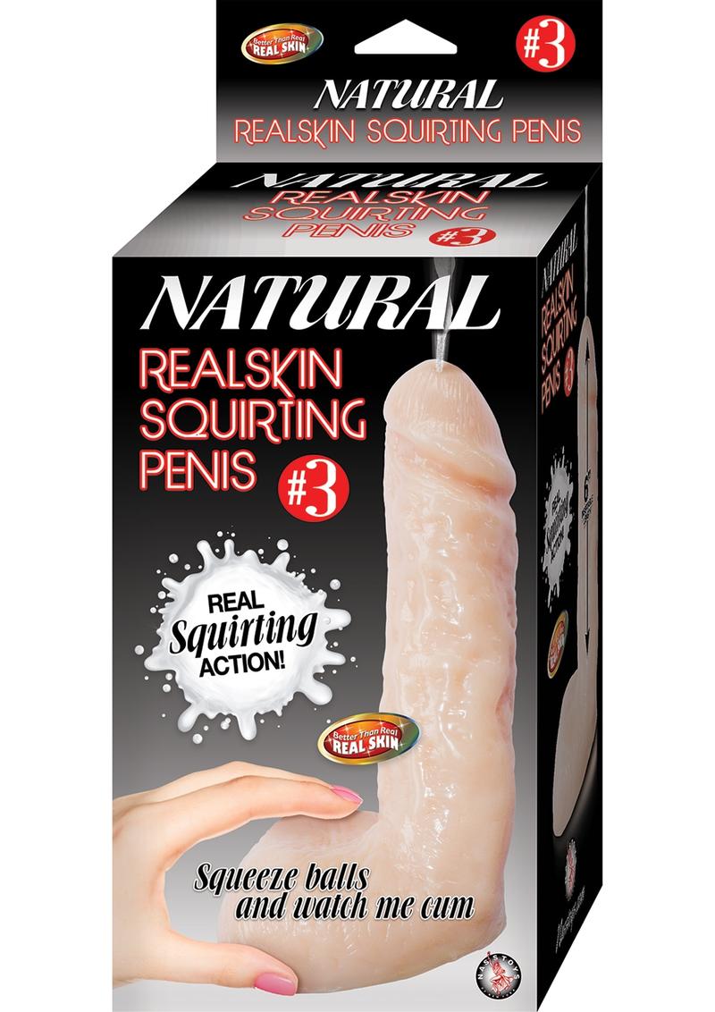 Natural Realskin Squirting Penis #3 Dildo - Flesh/Vanilla