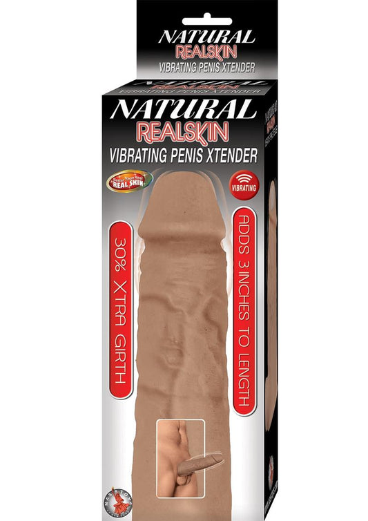 Natural Realskin Vibrating Penis Xtender - Brown