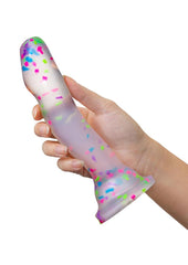 Neo Elite Glow In The Dark Silicone Hanky Panky Dildo 7.5in - Confetti