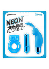 Neon Silicone Vibrating Couples - Blue - 3 Piece Kit