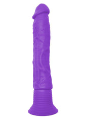 Neon Silicone Wallbanger Vibrating Dildo - Purple - 7.5in