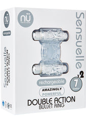 Nu Sensuelle Double Action Bullet Ring Rechargeable Vibrating Cock Ring - Clear