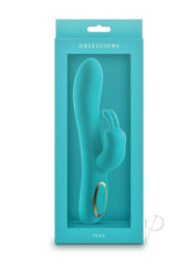 Obsessions Hera Rechargeable Silicone Rabbit Vibrator - Aqua/Blue