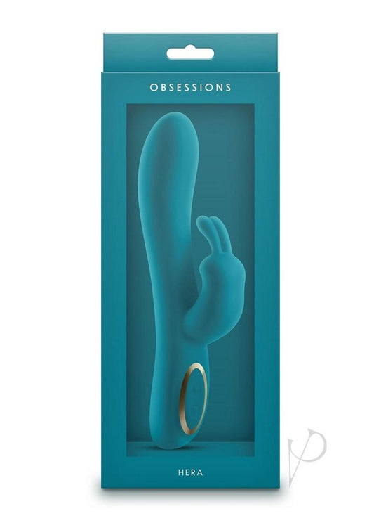 Obsessions Hera Rechargeable Silicone Rabbit Vibrator - Teal