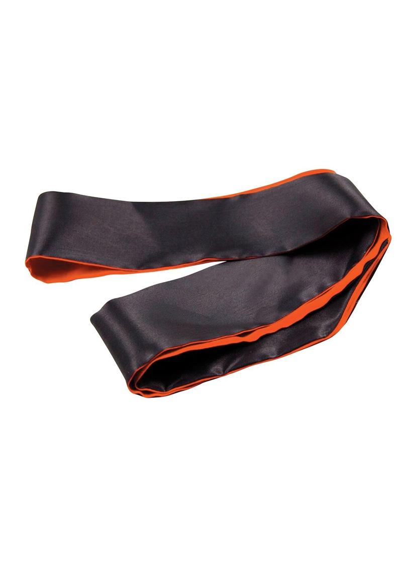 Orange Is The New Black Satin Sash Reversible Blindfold/Restraint - Black/Orange